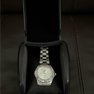 Tag Heuer Silver and White Stainless Steel Men's Watch